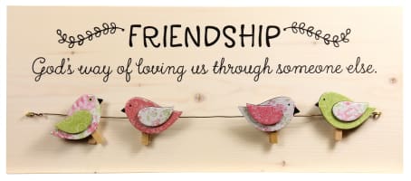Chirps Wall Art With Photo/Note Clips: Friendship - God's Way of Loving Us Through Someone Else