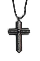Just For Him Necklace: Cross Black/Silver, 61Cm in Length (Lord's Prayer)