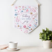Fabric Wall Art Banner: Today I Will Choose Joy, Floral Design (Choose Joy Collection)