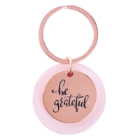 Keyring: Be Grateful, Rose Gold and Leatherlux Light Pink (Be Brave Grateful Joyful Series)