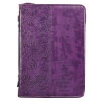 Bible Cover Extra Large: Faith, Purple Pattern, Carry Handle Bible Cover