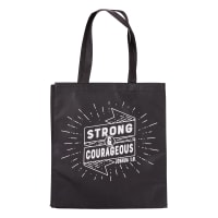 Reusable Tote Bag: Strong & Courageous, Black/White (Joshua 1:9)