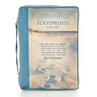 Bible Cover Extra Large: Polyester, Footprints in the Sand, Navy/Picture Bible Cover