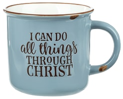 Camp Style Ceramic Mug: I Can Do All Things Through Christ, Blue/White (Phil 4:13) Homeware