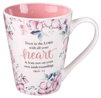 Ceramic Mug: Trust in the Lord, Pink Floral (Proverbs 3:5) (414ml) Homeware