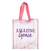 Reusable Tote Bag: Amazing Grace, White/Pink Floral