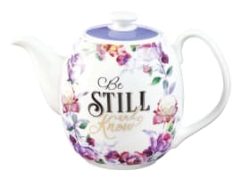Ceramic Teapot: Be Still and Know, Purple Floral (Ps 46:10) 946 ml (Be Still And Know Collection)