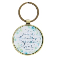Keyring Blue Flowers (Proverbs 27: 9) (Sweet Friendship Collection)