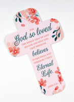 Bookmark Cross-Shaped: John 3:16, Pink Stationery