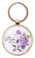 Keyring in Tin: Be Still Purple Floral Gold (Ps 46:10) (Be Still And Know Collection)