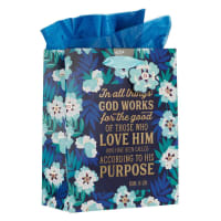 Gift Bag Medium: In All Things God Works For Good Navy/Blue (Romans 8:28) Stationery