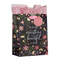 Gift Bag Medium: He Has Made Everything Beautiful Navy Floral (Ecc. 3:11) Stationery