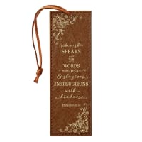 Bookmark With Cord Tan Floral, Foil Accents (Proverbs 31: 26) (When She Speaks Collection) Imitation Leather