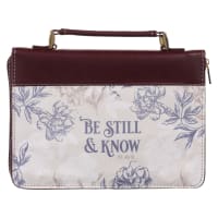 Bible Cover Extra Large: Be Still and Know Brown/Cream/Blue (Psalm 46:10) Imitation Leather