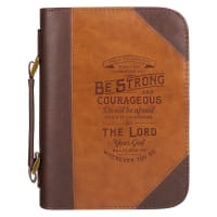 Bible Cover Extra Large: Be Strong Brown/Tan (Joshua 1:9) Imitation Leather