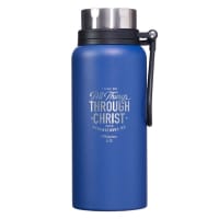 Stainless Steel Water Bottle: All Things Through Christ (Phil 4:13) Blue (946ml) Homeware