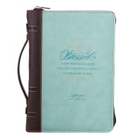 Bible Cover Extra Large: Blessed is She Turquoise (Luke 1:45) Imitation Leather