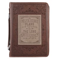 Bible Cover Extra Large: A Man's Heart Brown (Proverbs 16:9) Imitation Leather