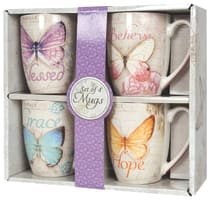 Ceramic Mugs (Set Of 4) 355ml: Butterflies Homeware