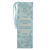 Bookmark With Ribbon: I Know the Plans Aqua Floral (Jer. 29:11) Imitation Leather