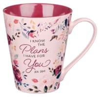 Ceramic Mug: I Know the Plans I Have For You, Jer 29:11, Pink/Plum interior (414 Ml) Homeware