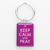 Metal Keyring: Keep Calm and Pray Purple