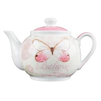 Ceramic Teapot: Believe, Butterfly/Pink, 887 ml