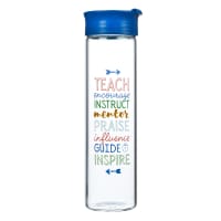 Water Bottle Clear Glass: Teach, Encourage, Instruct..., Blue Lid, Hand Wash, Gift Boxed (591 ml) (A Great Teacher Collection) Homeware