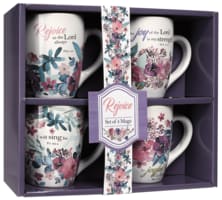 Ceramic Mugs (Set Of 4) 325ml: Floral, Rejoice Collection Homeware