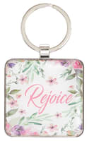 Metal Keyring: Rejoice in the Lord Always, Floral, Rejoice Collection