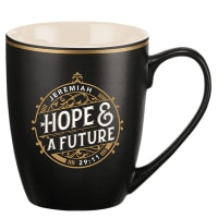Ceramic Mug: Hope and a Future (Jer. 29:11) Black/Gold (355ml) Homeware