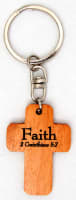 Cross Keyring: Faith 2 Corinthians 5:7 (Mahogany)
