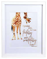 Framed Children's Print Watercolour Giraffe Fearfully & Wonderfully Made Mdf (Psalm 139: 14)