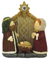 Resin Nativity Holy Family Knitted Finish Look, 1 Piece, Coloured