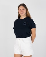 Womens Maple: Daughter, Medium, White on Navy (Screen Print on Front and Back) (Abide Womens Apparel Series)
