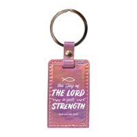 Iridescent Keyring: The Joy of the Lord is Our Strength, Nehemiah 8:10
