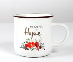 Ceramic Mug: Be Joyful in Hope, White, Gold Wording (250ml) Homeware
