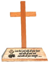 Cross on Stand: Love the Lord (Mahogany)