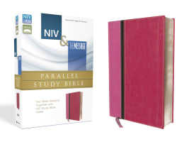 Niv/Msg Side-By-Side Study Personal Size Pink/Dark Pink (Black Letter Edition) Premium Imitation Leather