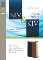 Niv/Kjv Side-By-Side Bible Large Print Navy/Tan (Black Letter Edition) Premium Imitation Leather
