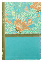 NIV Thinline Bible Large Print Blue Floral (Red Letter Edition) Premium Imitation Leather