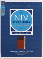 NIV Study Bible Large Print Brown (Red Letter Edition) Fully Revised Edition (2020) Premium Imitation Leather