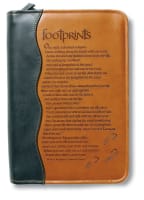Bible Cover Footprints Duo-Tone Black/Tan Medium Bible Cover