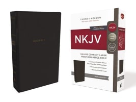 NKJV Deluxe Reference Bible Compact Large Print Black (Red Letter Edition) Premium Imitation Leather