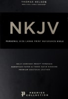 NKJV End-Of-Verse Reference Bible Personal Size Large Print Premium Goatskin Leather Brown Premier Collection (Red Letter Edition) Genuine Leather