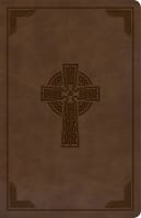 CSB Large Print Personal Size Reference Bible Brown Celtic Cross (Red Letter Edition) Imitation Leather