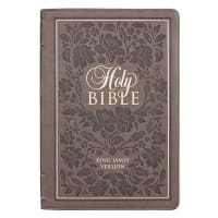 KJV Large Print Thinline Bible Indexed Dusty Brown With Flowers (Red Letter Edition) Imitation Leather