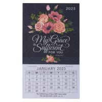 2023 Mini Magnetic Calendar: My Grace is Sufficient For You, Navy Floral Calendar