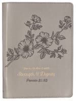 Journal: Strength & Dignity Flower Design/Gold Etching, Slimline (Proverbs 31:25) Imitation Leather