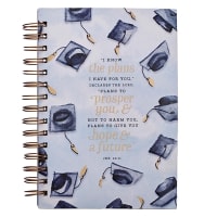 Journal White With Navy Graduation Hats (Jer 29: 11) (Graduation Collection) Spiral